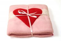 Appliqued Fleece Blanket - Pink Heart
