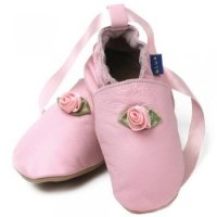 Pink Rose Ballet Leather Baby Shoes