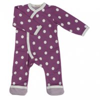 Organic Spotty Kimono Baby Romper Suit in Raspberry